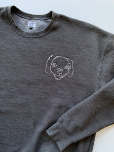 Custom Hand Embroidered Pet Portrait Adult Sweatshirt
