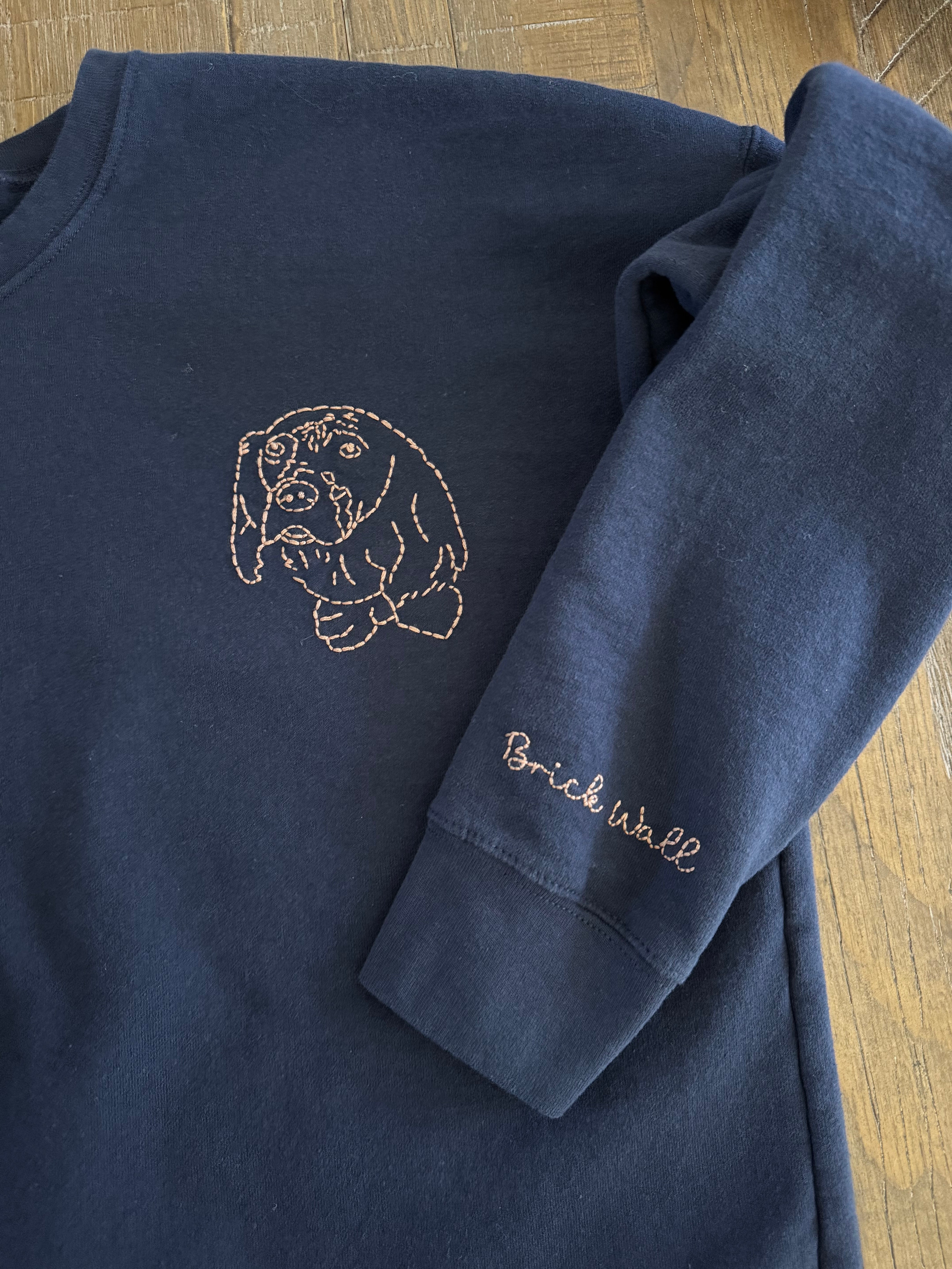 Custom Hand Embroidered Pet Portrait Adult Sweatshirt