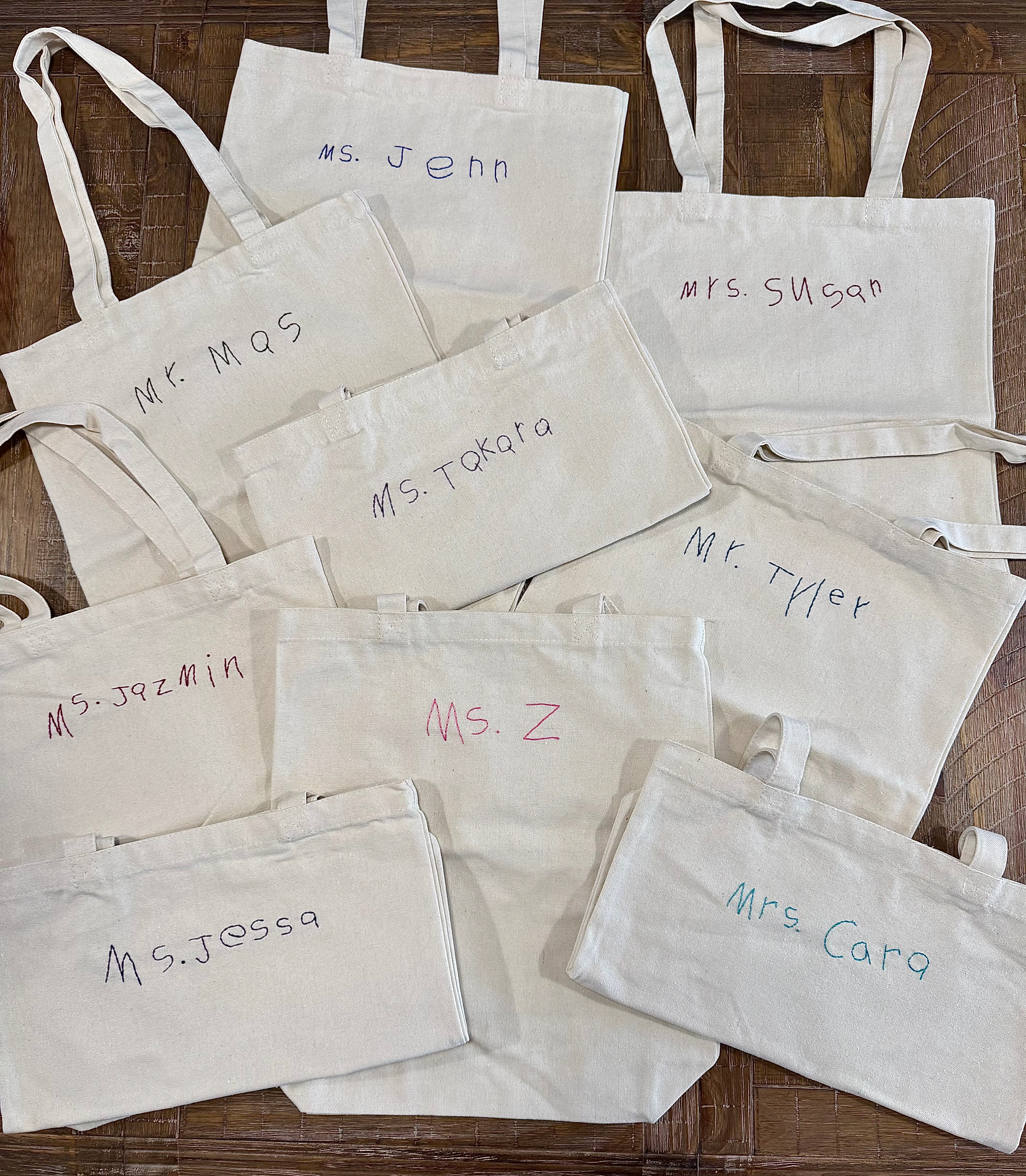 Custom Hand Embroidered Hand Written Name Tote