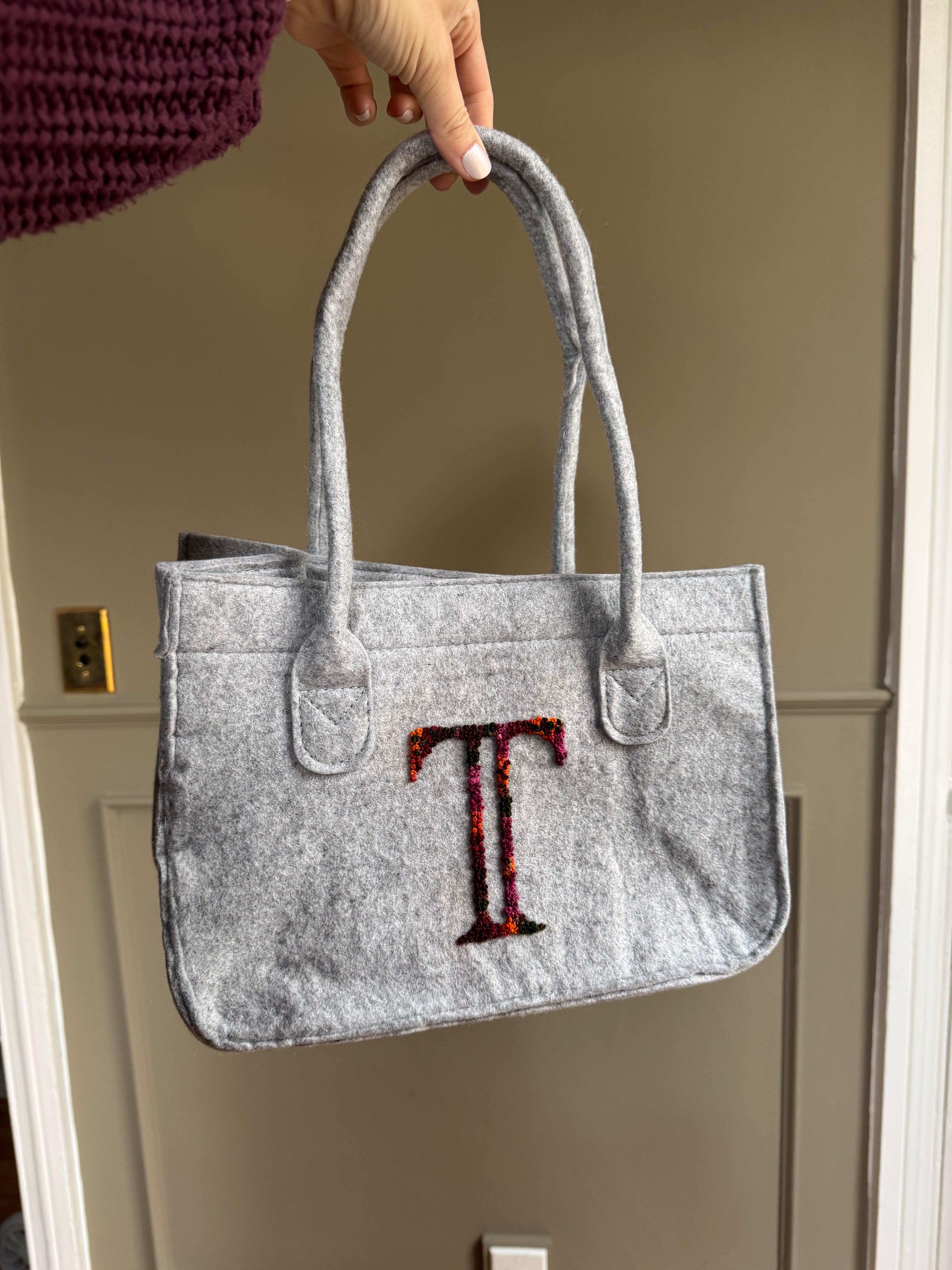 Hand Embroidered Felt Tote