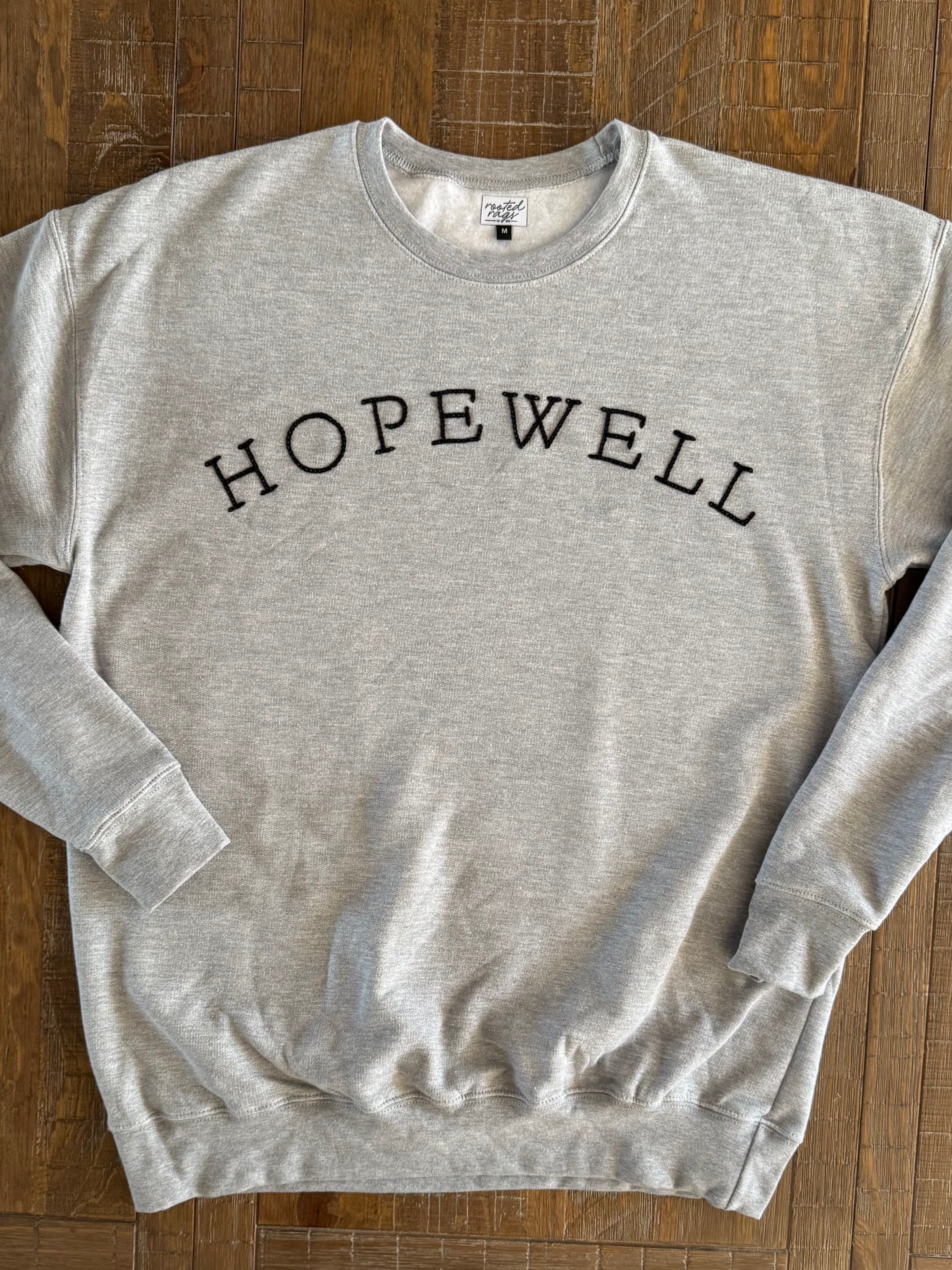 Hopewell Hand Embroidered Adult Sweatshirt or T-Shirt