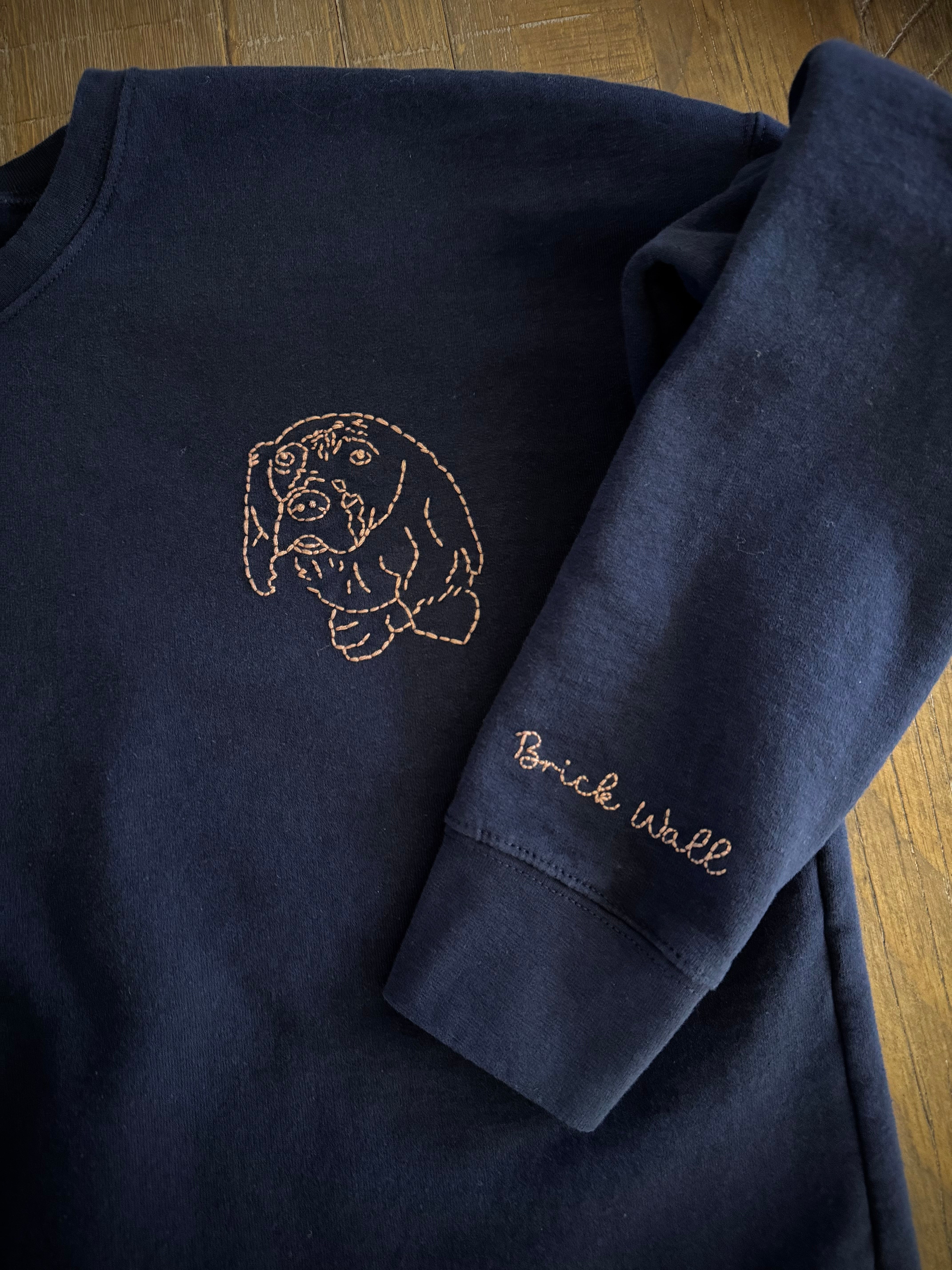 Custom Hand Embroidered Pet Portrait Adult Sweatshirt