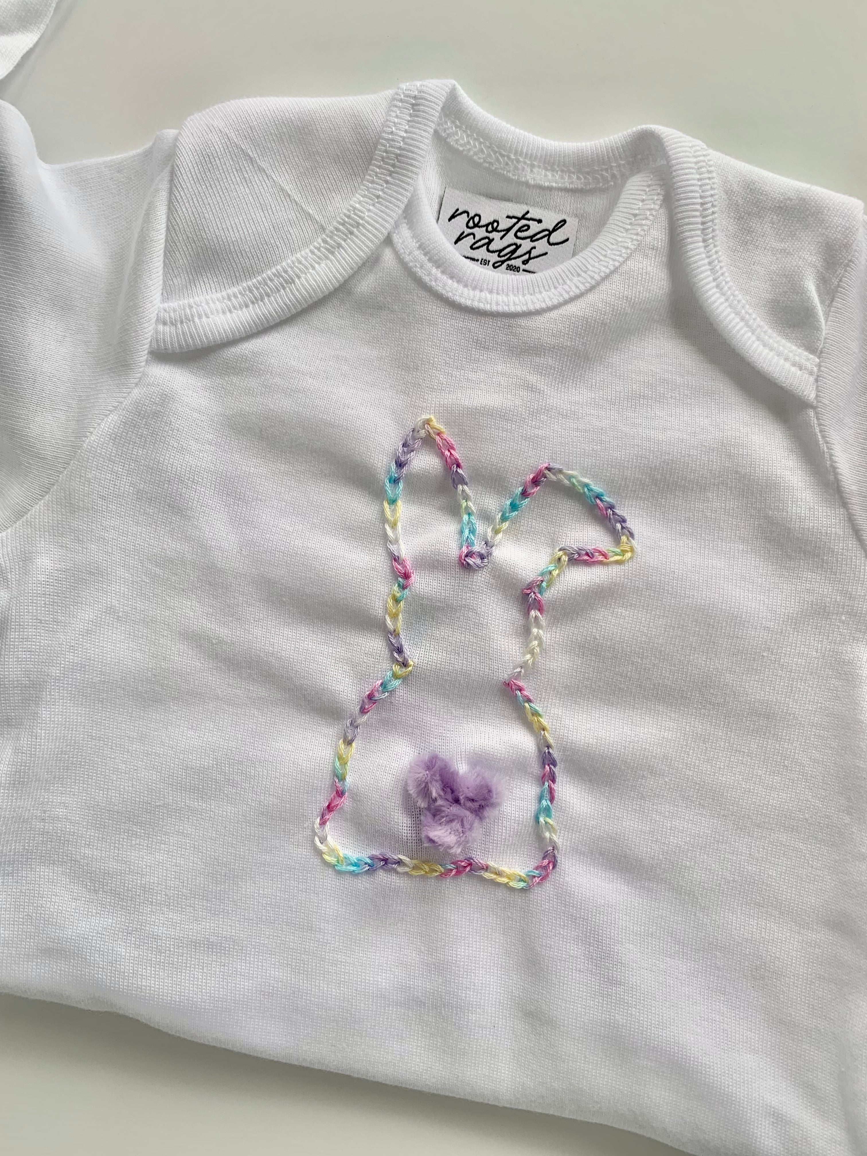 Hand Embroidered Bunny Onesie® or Kid's T-shirt