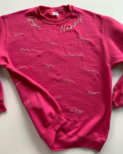Family Names Hand Embroidered Sweatshirt