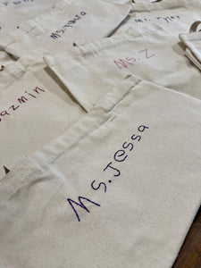 Custom Hand Embroidered Hand Written Name Tote