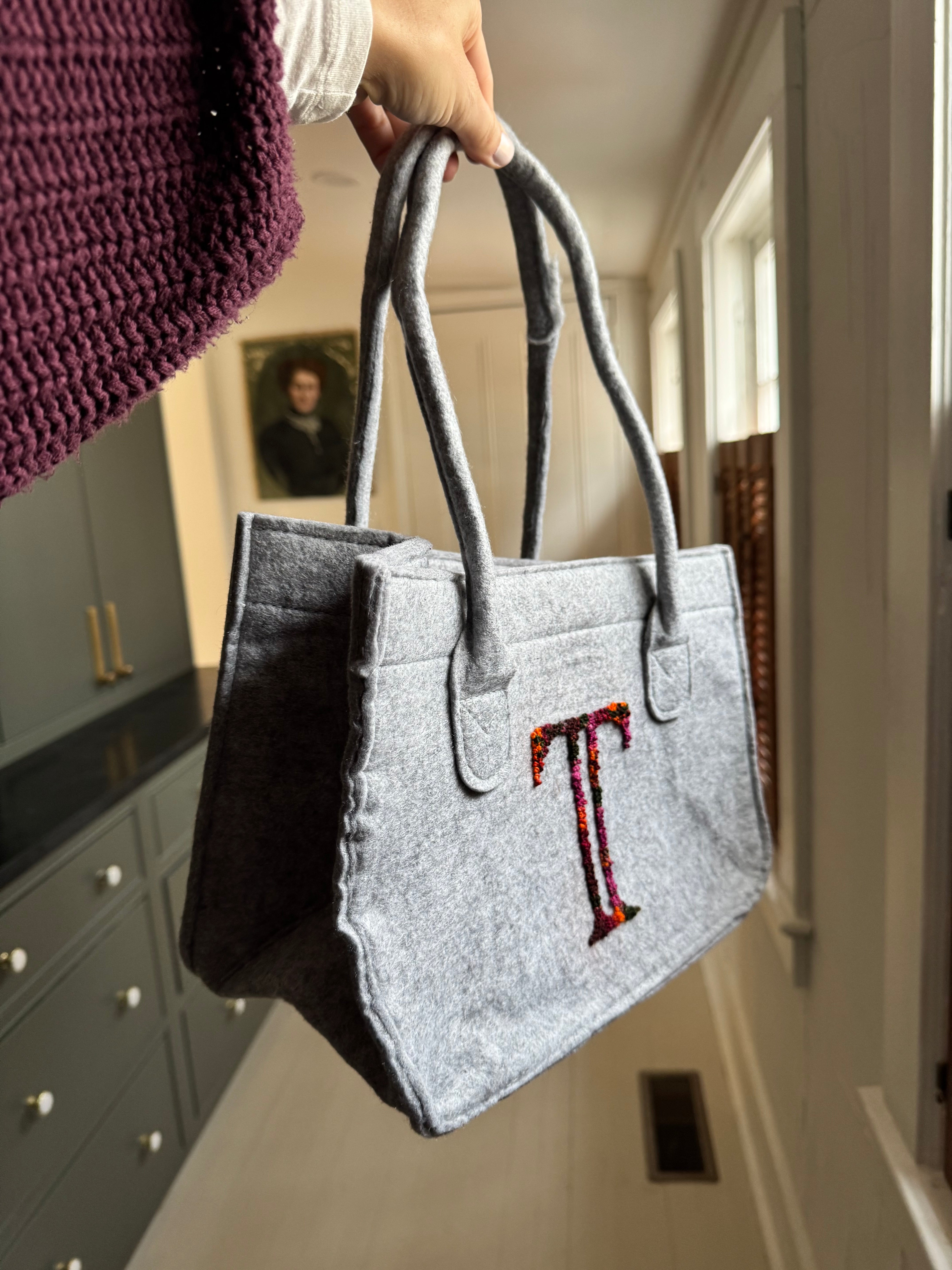 Hand Embroidered Felt Tote