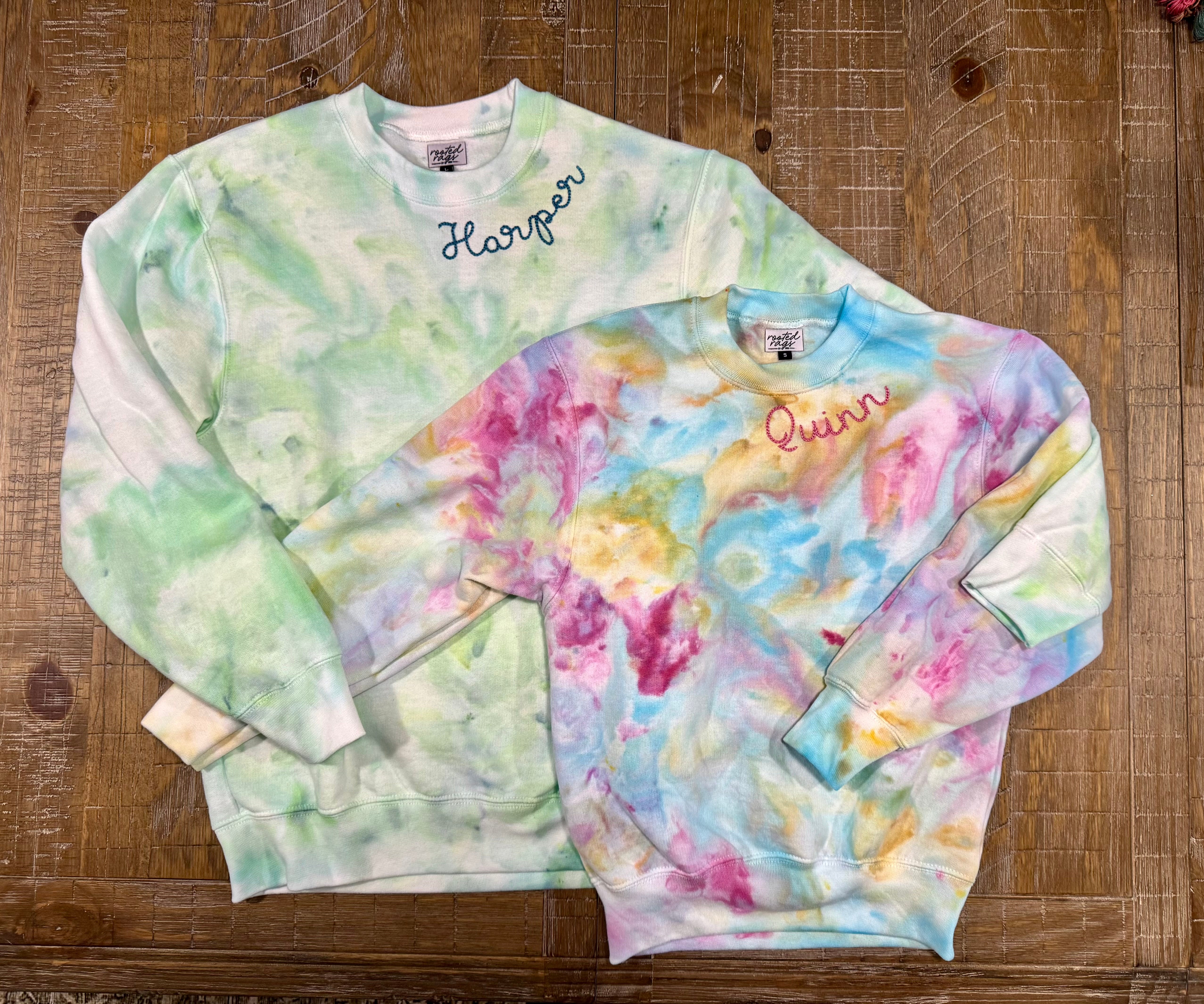Ice Dyed Kids Crewneck Sweatshirt