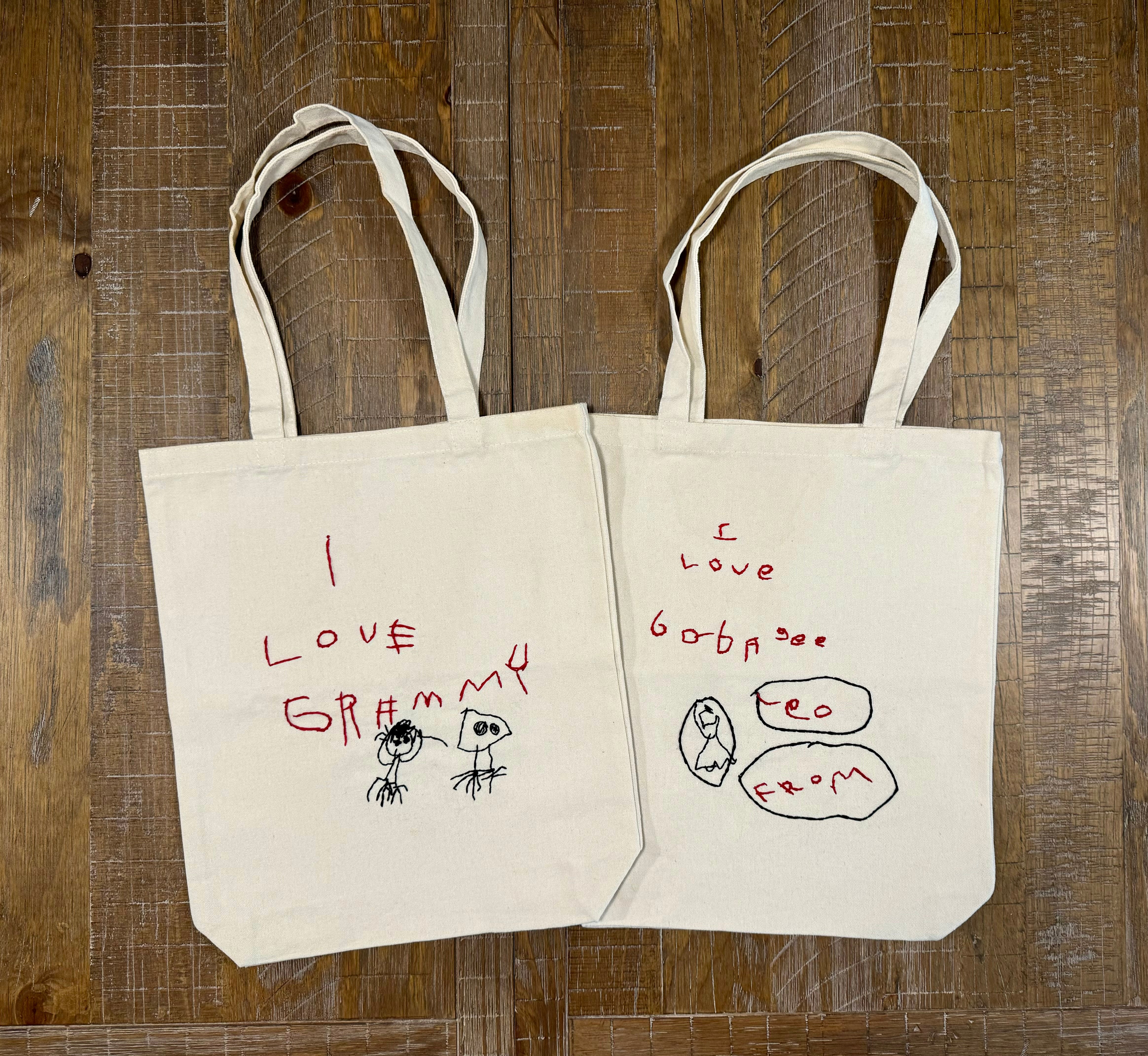 Hand Embroidered Kids' Drawing Tote