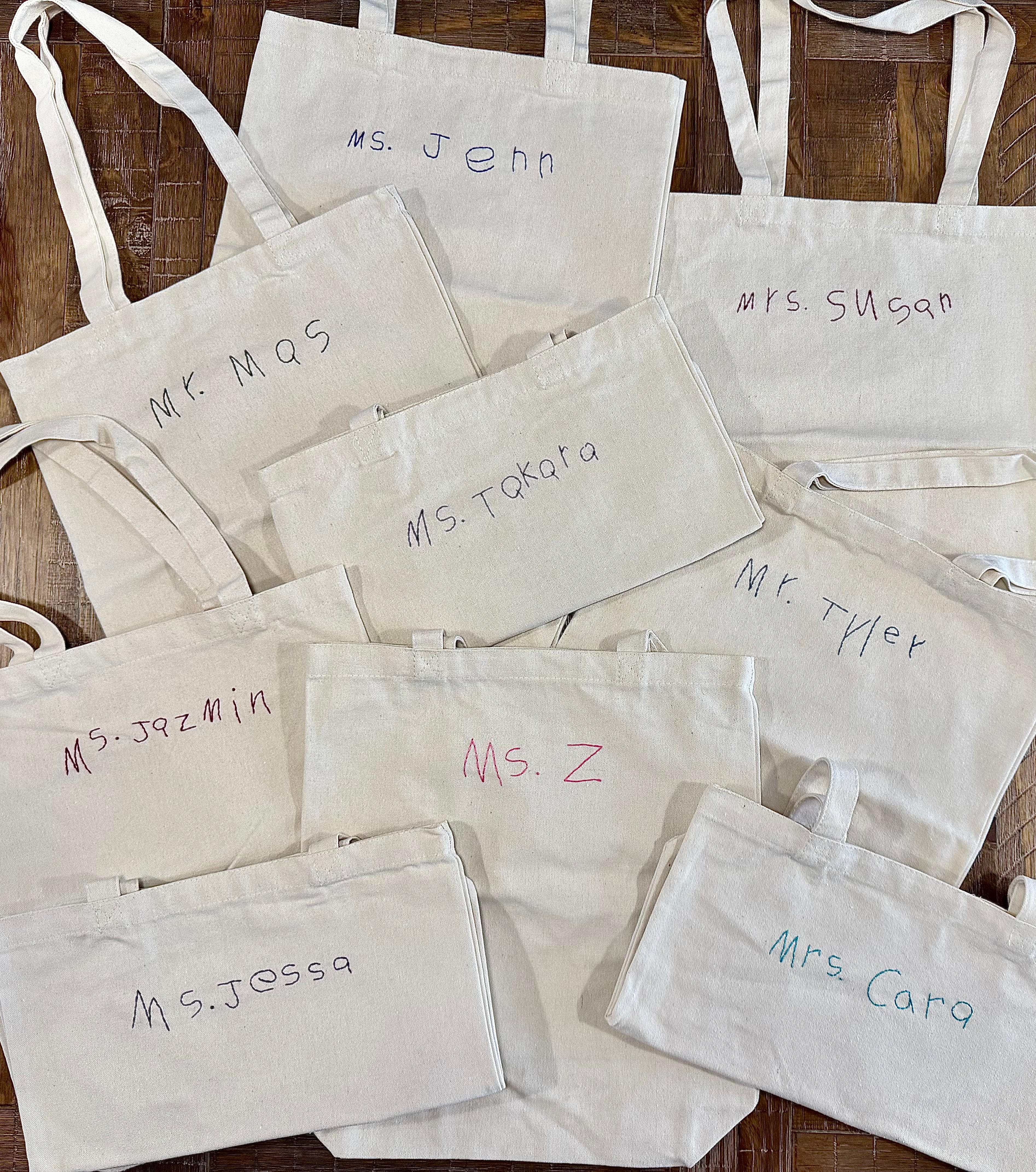 Custom Hand Embroidered Hand Written Name Tote