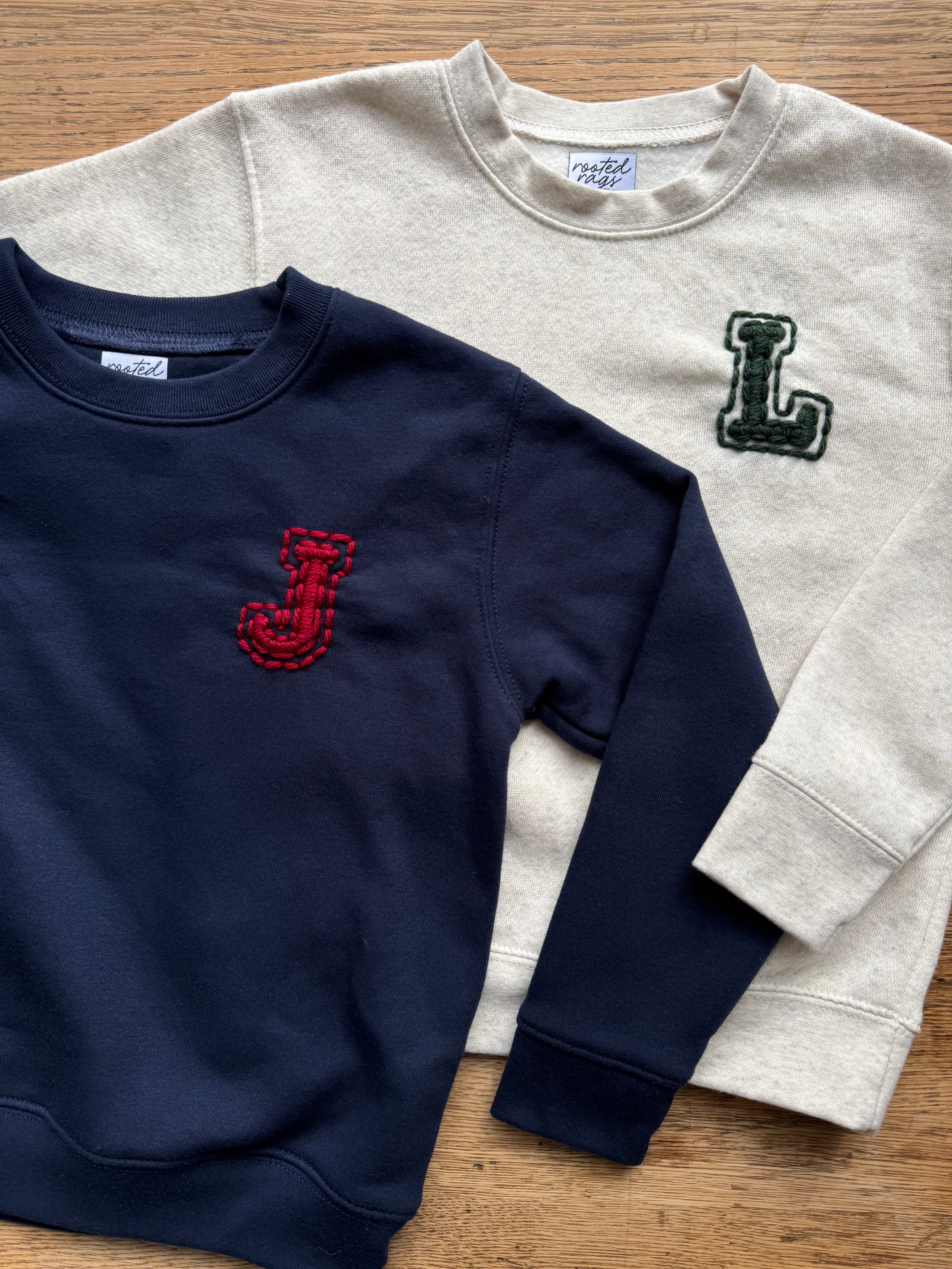 Varsity Letter Yarn Embroidered Kids Sweatshirt