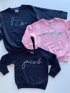 Hand Embroidered Ombré Name Kids Sweatshirt