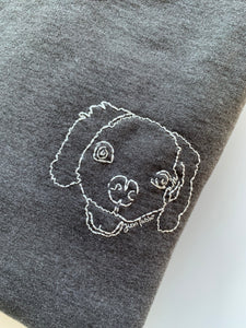 Custom Hand Embroidered Pet Portrait Adult Sweatshirt