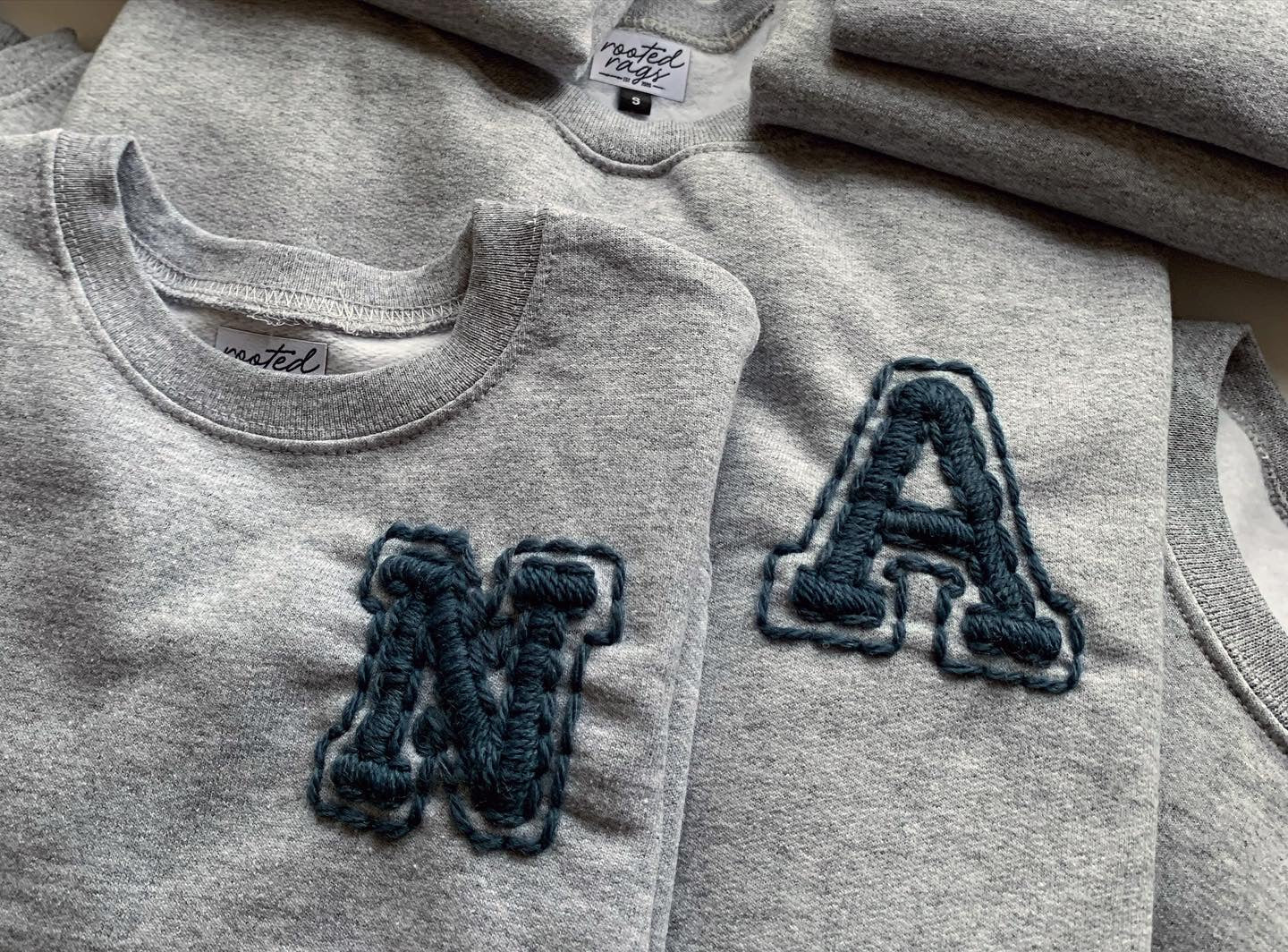 Varsity Letter Yarn Embroidered Adult Sweatshirt