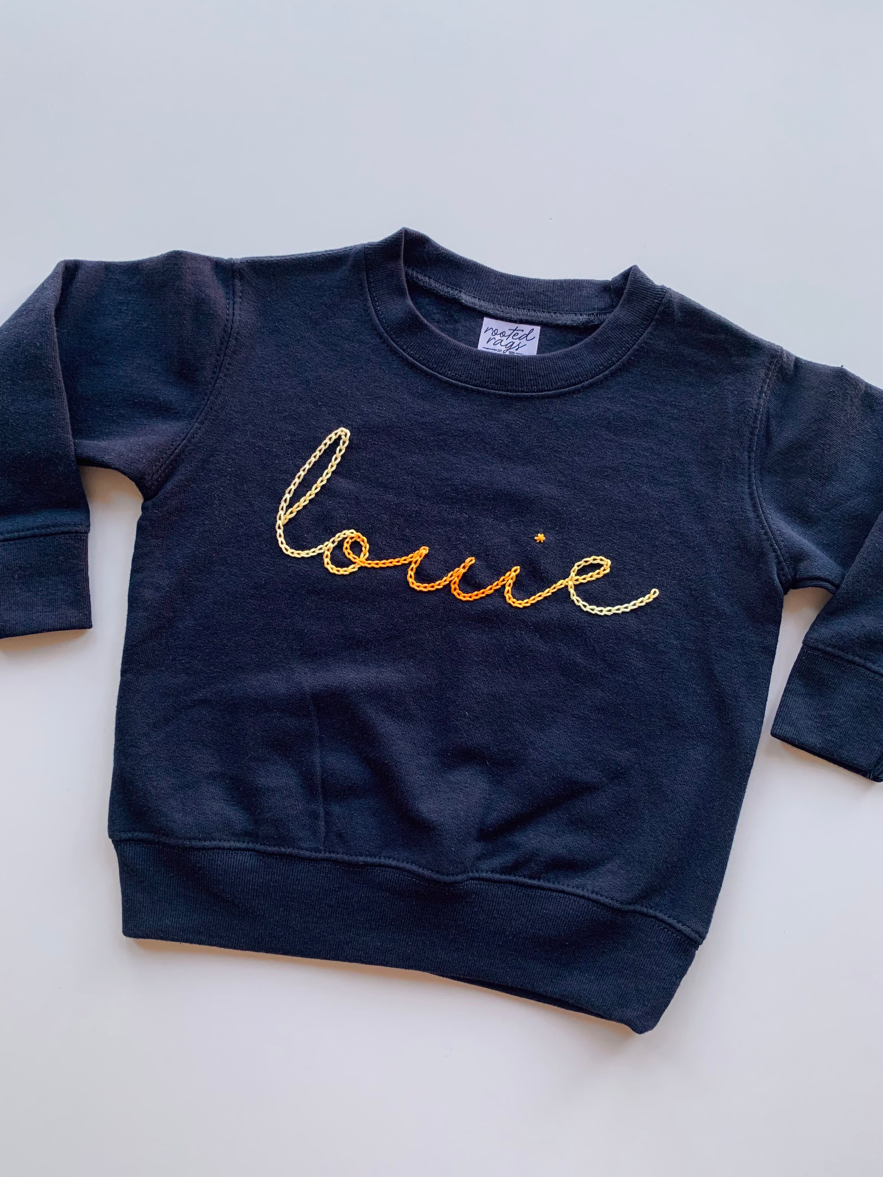 Hand Embroidered Ombré Name Kids Sweatshirt
