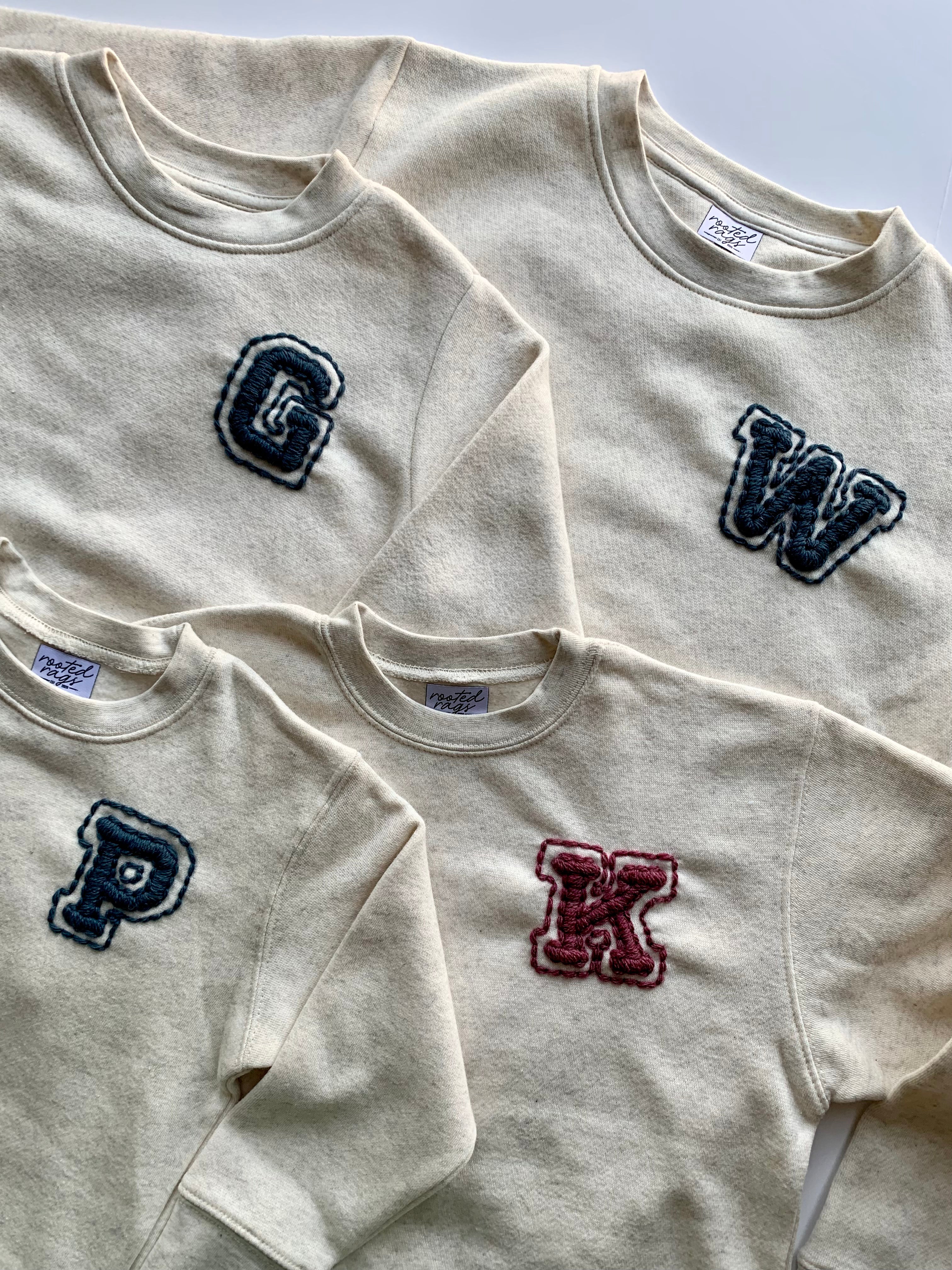 Varsity Letter Yarn Embroidered Kids Sweatshirt