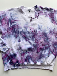 Hand Embroidered Ice Dyed Family Name Adult Unisex Sweatshirt