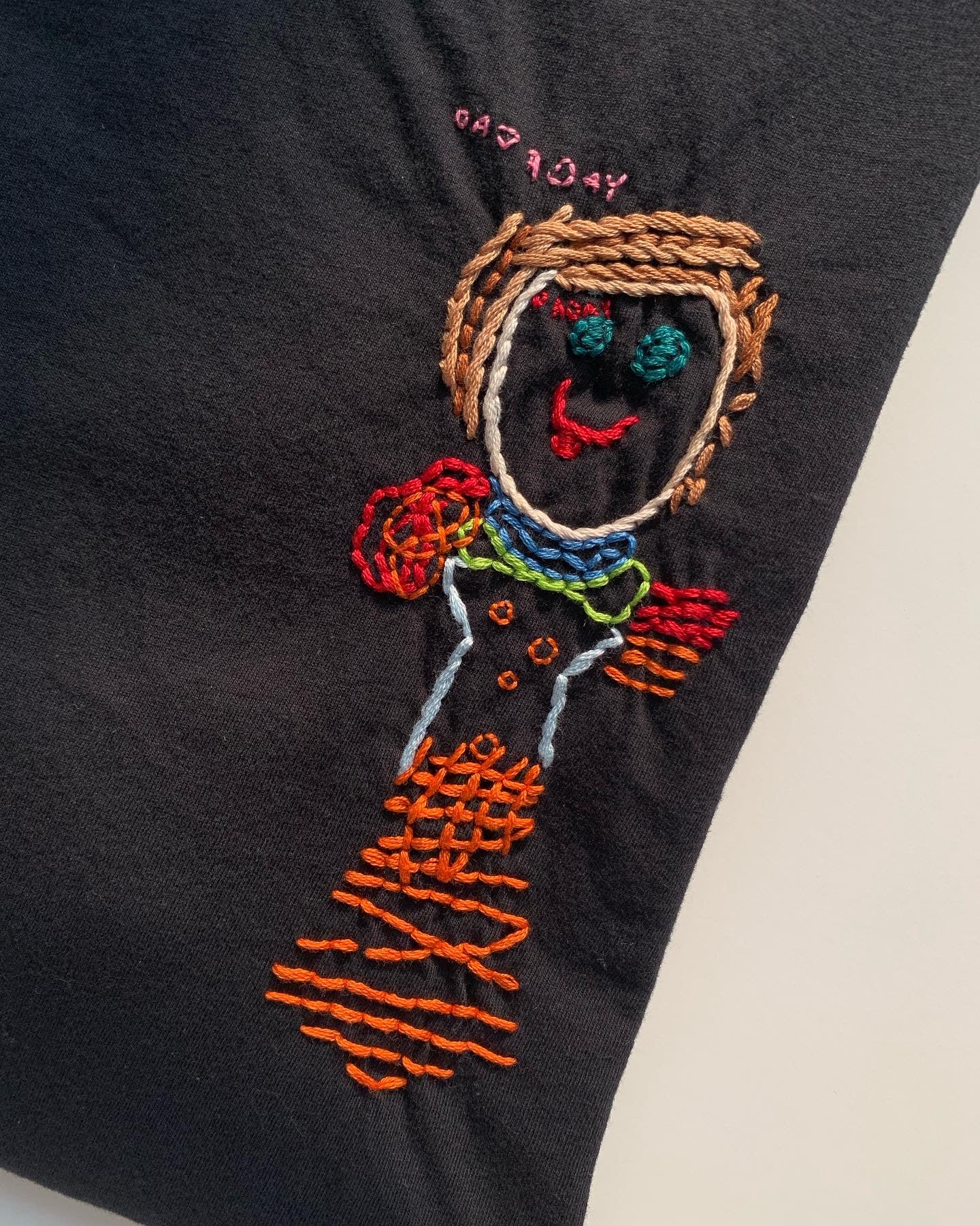 Custom Hand Embroidered Kid’s Drawing Adult T-Shirt