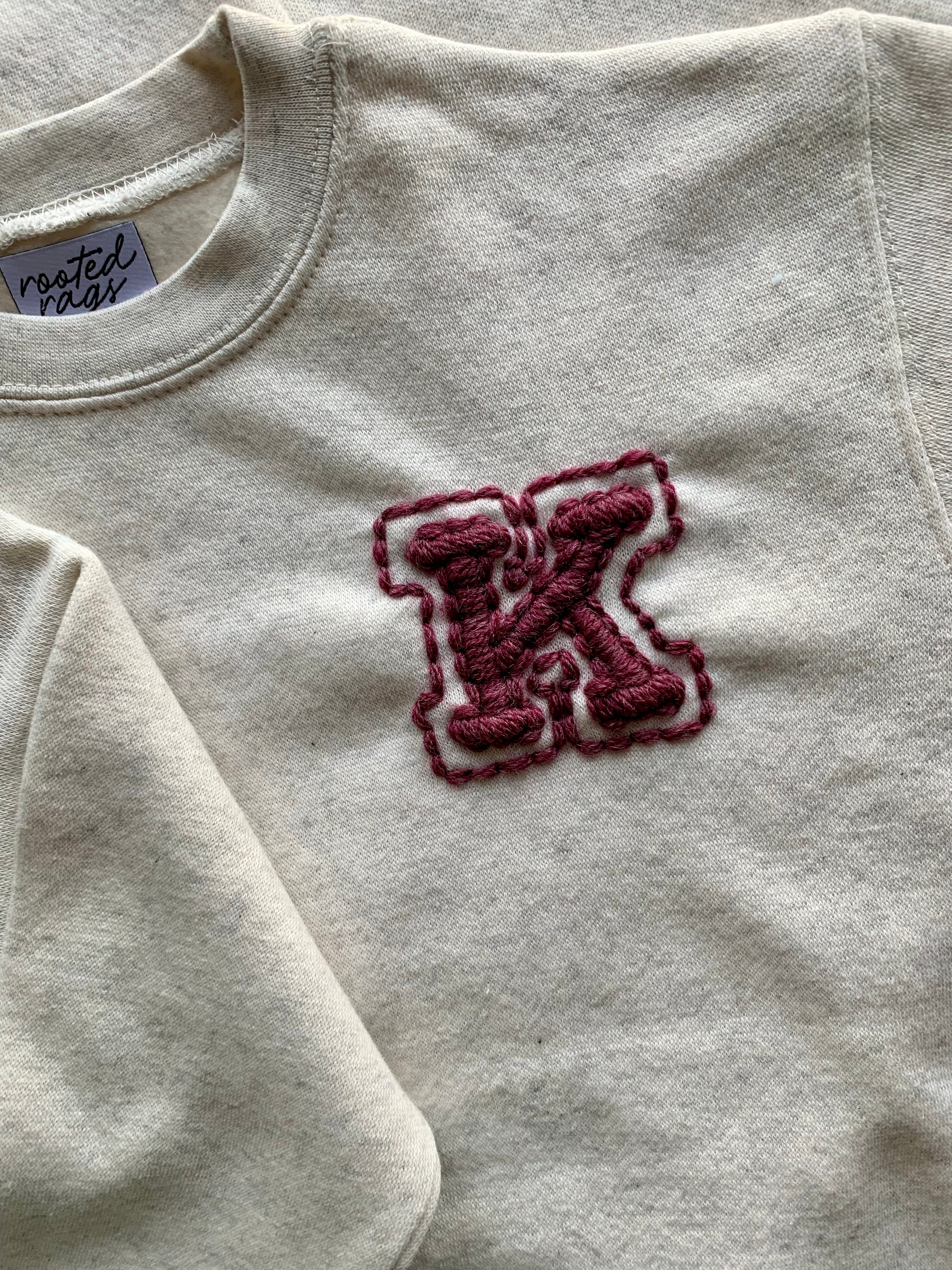 Varsity Letter Yarn Embroidered Adult Sweatshirt