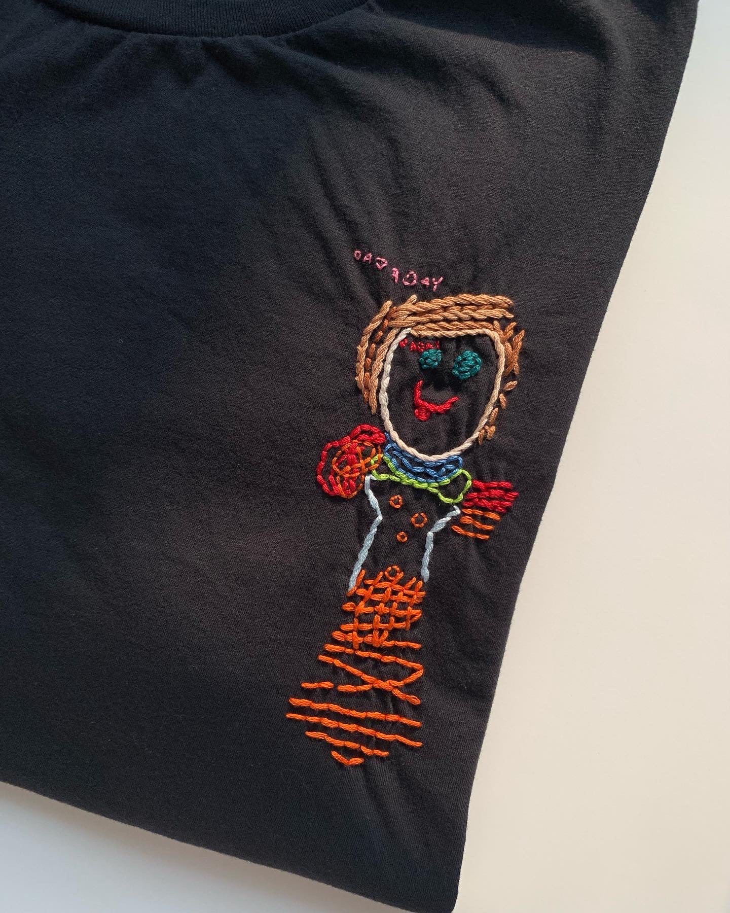 Custom Hand Embroidered Kid’s Drawing Adult T-Shirt