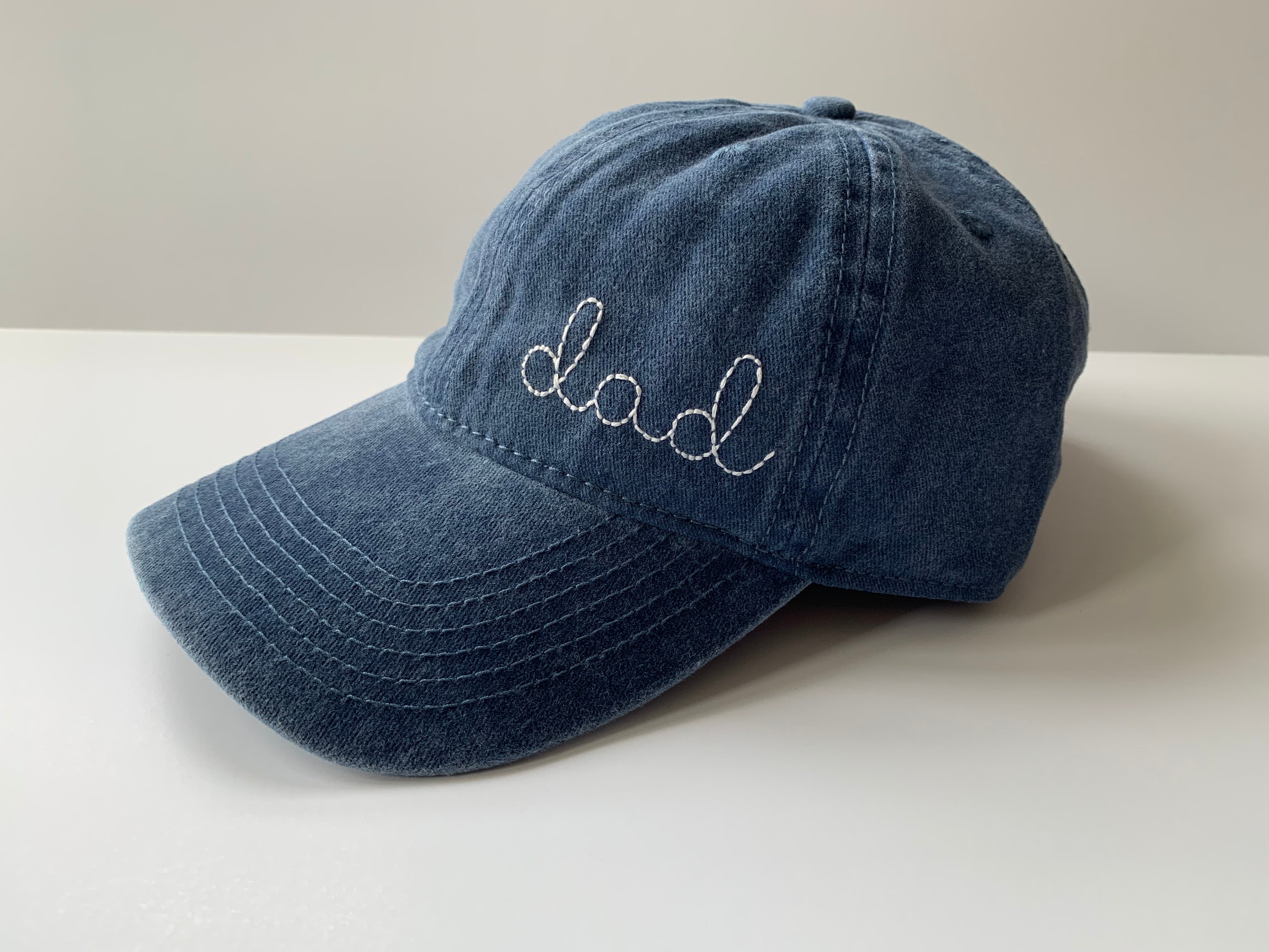 Hand Embroidered Vintage Washed Adult Baseball Hat