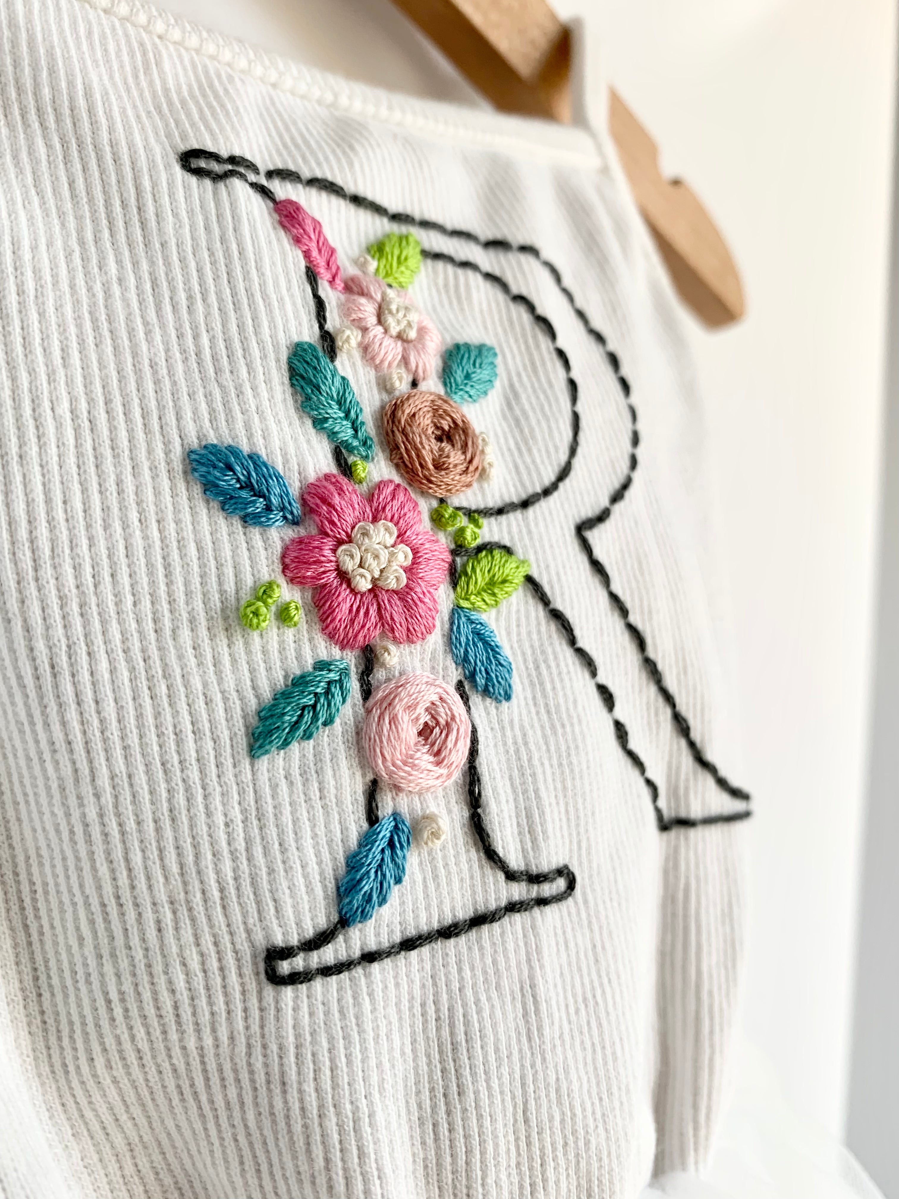 Floral Letter or Number Hand Embroidered Tutu and Cotton Dress