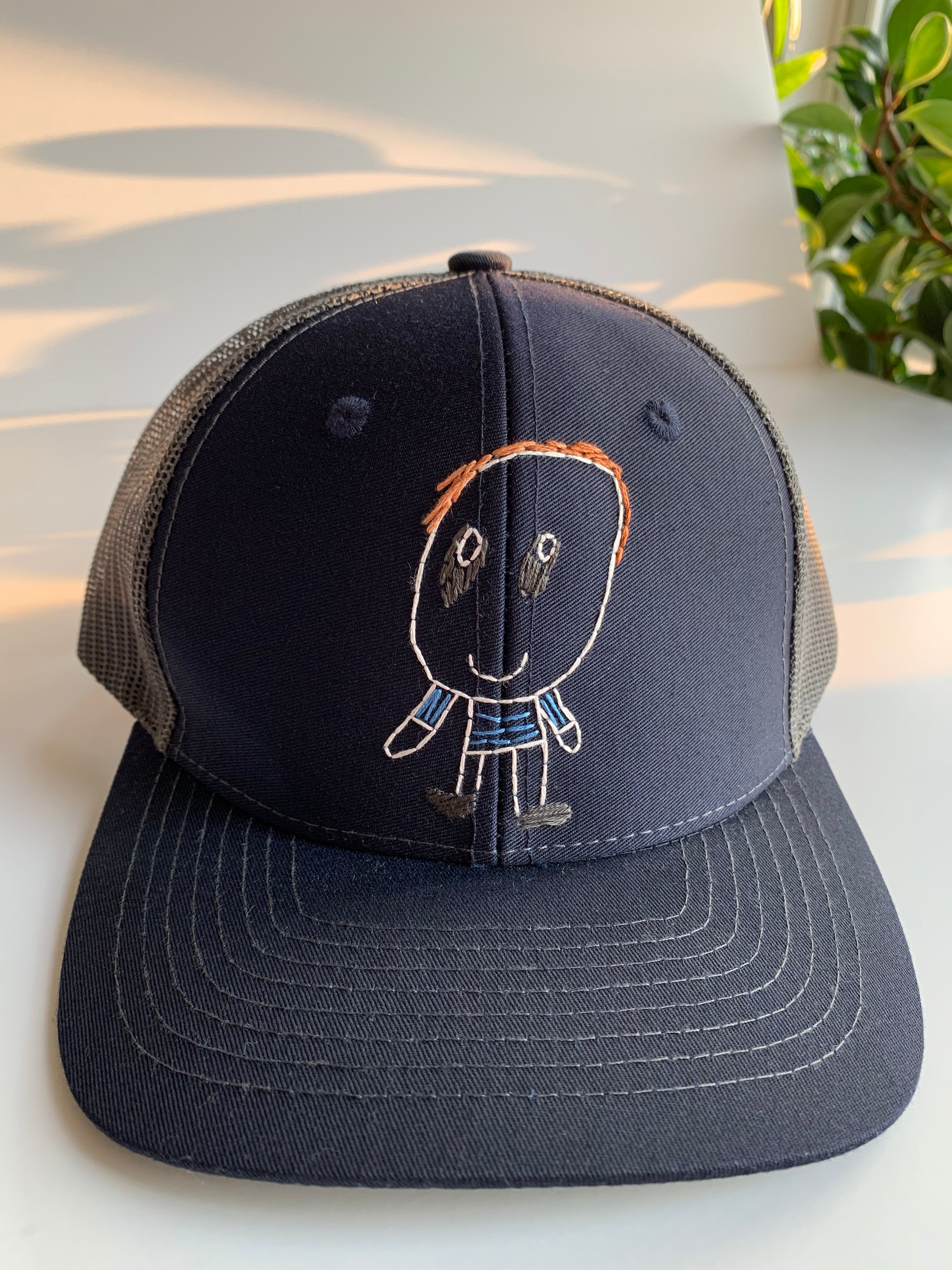 Hand Embroidered Kids' Drawing Adult Hat