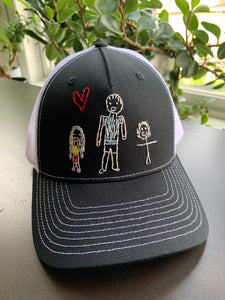 Hand Embroidered Kids' Drawing Adult Hat