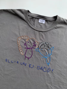 Custom Hand Embroidered Kid’s Drawing Adult T-Shirt