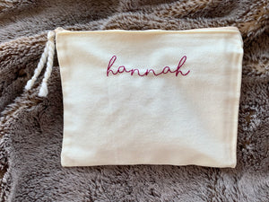 Hand Embroidered Name Pouch