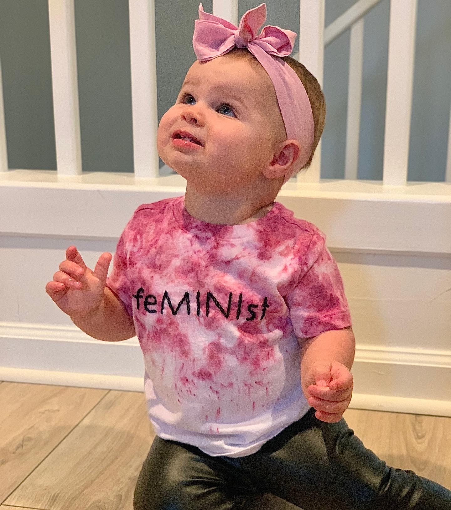FeMINIst Ice Dyed and Hand Embroidered Onesie® or T-shirt