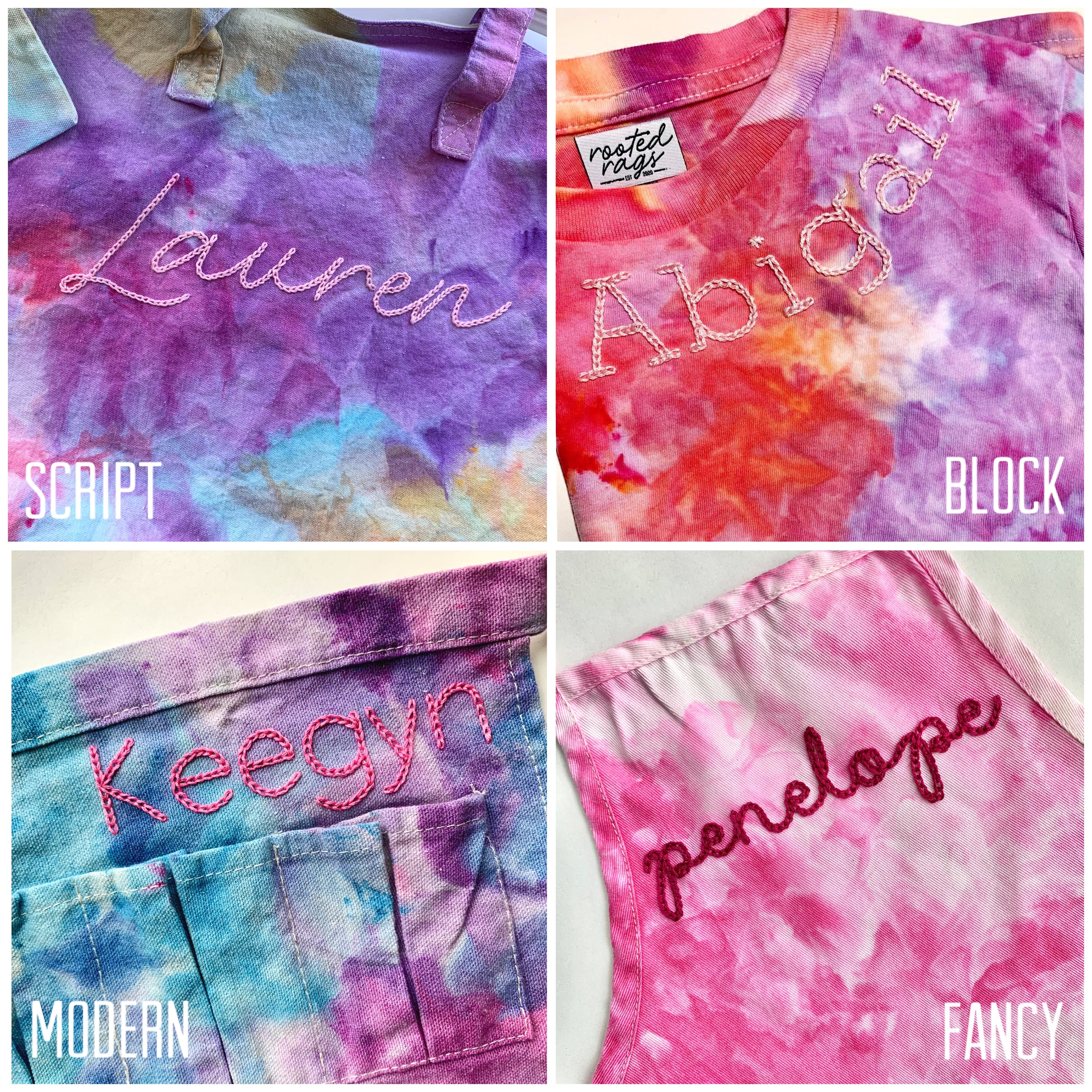 Custom Hand Embroidered and Ice Dyed Tote Bag
