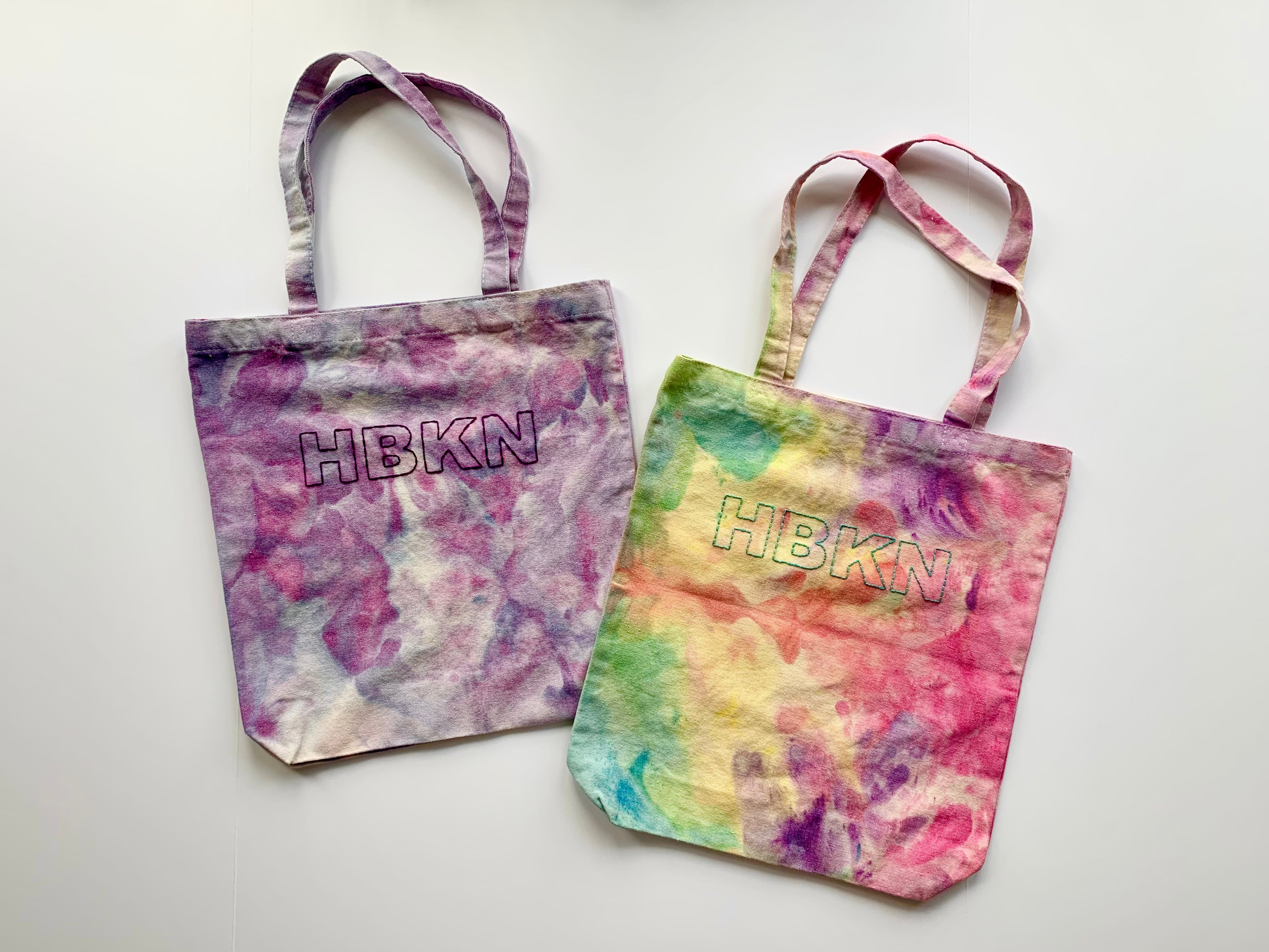 HBKN Hand Embroidered and Ice Dyed Tote Bag