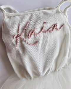 Hand Embroidered Name Tutu and Cotton Dress