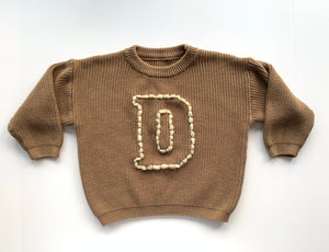 Hand Embroidered Varsity Letter Sweater