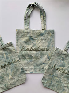 Custom Hand Embroidered and Ice Dyed Tote Bag