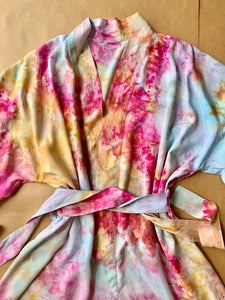 Ice Dyed Unisex 3/4 Sleeve Rayon Robe