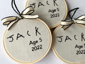 Handwritten Name and Age Ornament/Wall Art