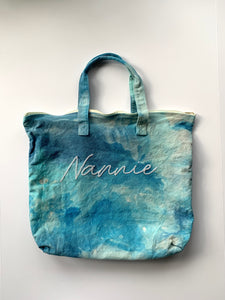Ice Dyed and Optional Hand Embroidered Weekender Tote Bag