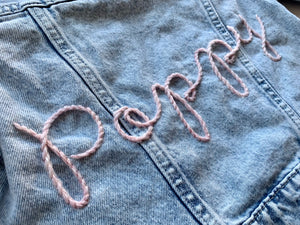 Yarn Hand Embroidered Denim Jean Jacket