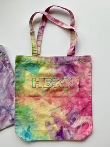 HBKN Hand Embroidered and Ice Dyed Tote Bag