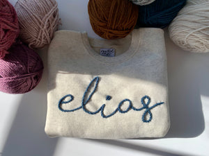 Hand Embroidered Yarn Name Kids Sweatshirt