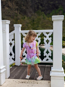 Ice Dyed Girls Short Sleeve Cotton Dress