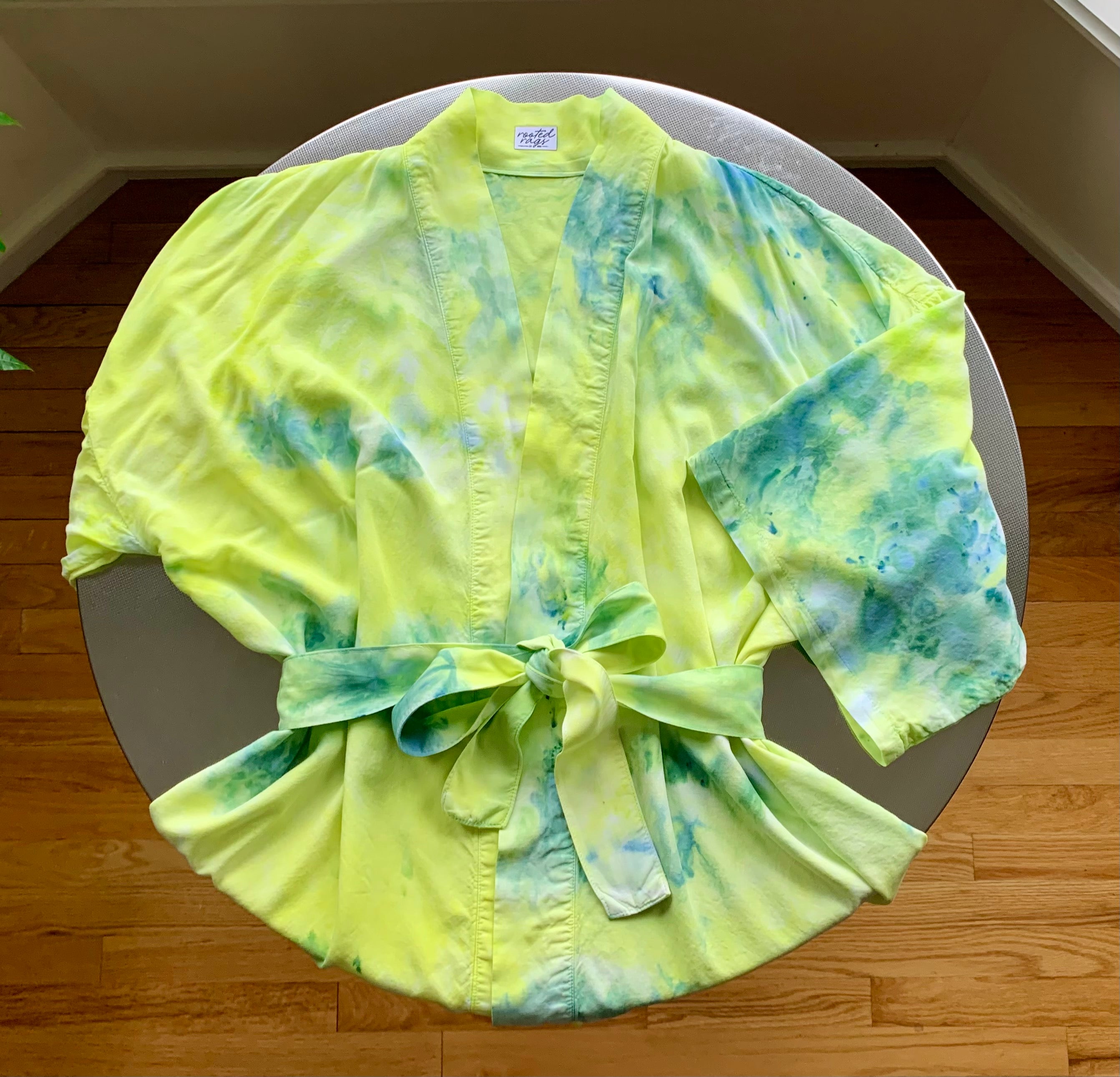 Ice Dyed Unisex 3/4 Sleeve Rayon Robe