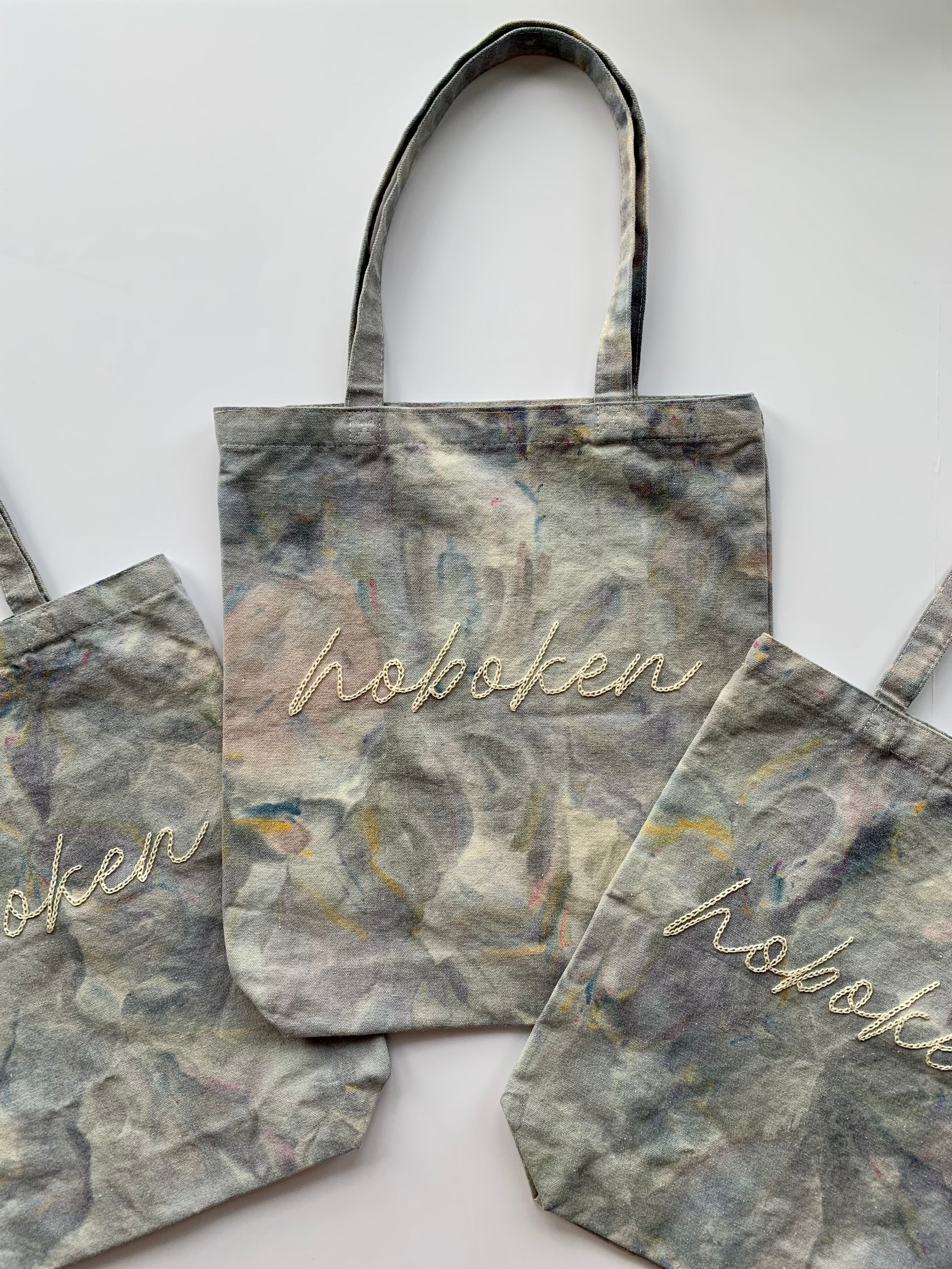 Hoboken Ice Dyed and Hand Embroidered Tote Bag