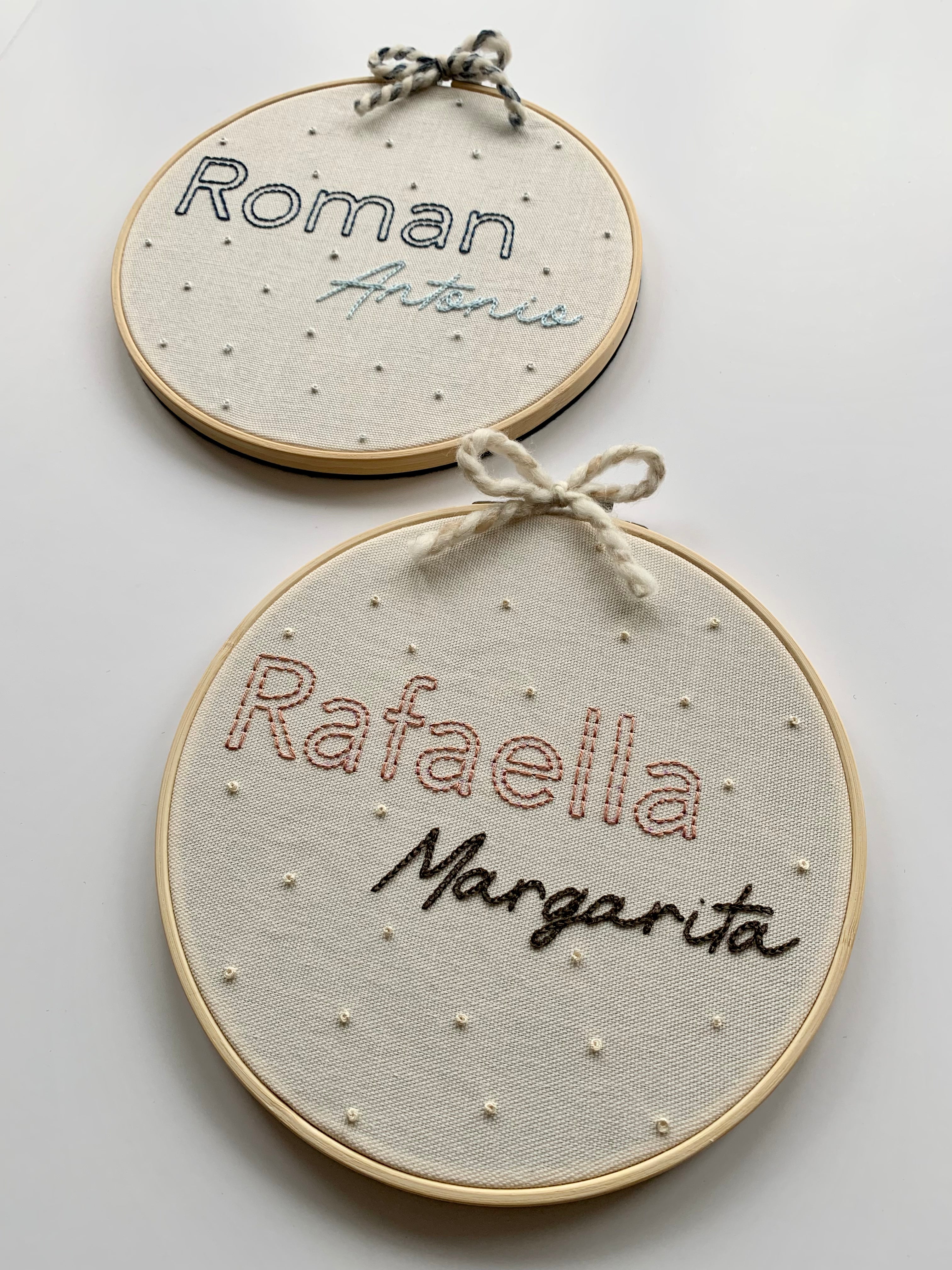 Large Hand Embroidered Name Hoop