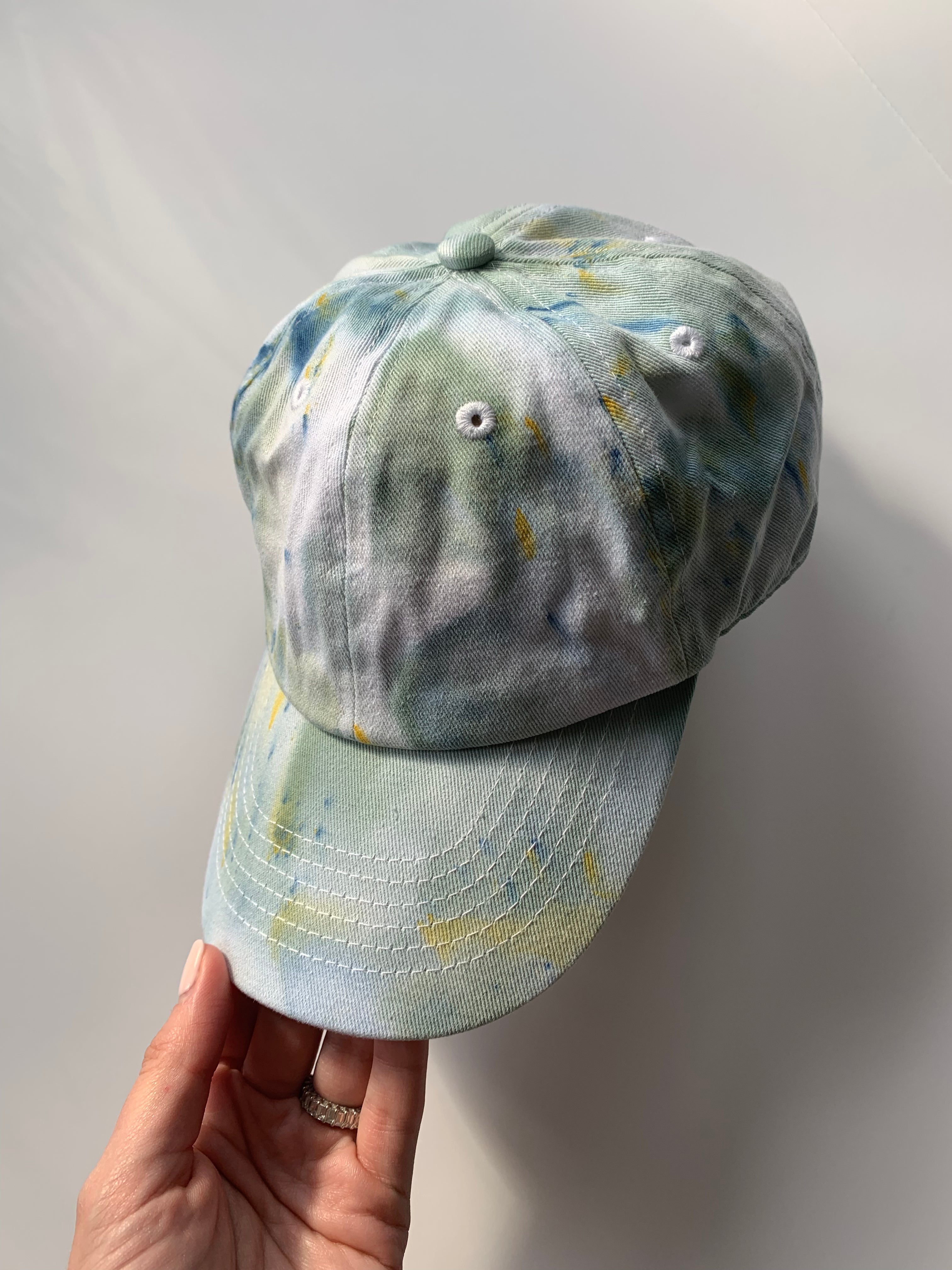 Ice Dyed and Hand Embroidered Baby or Toddler Hat