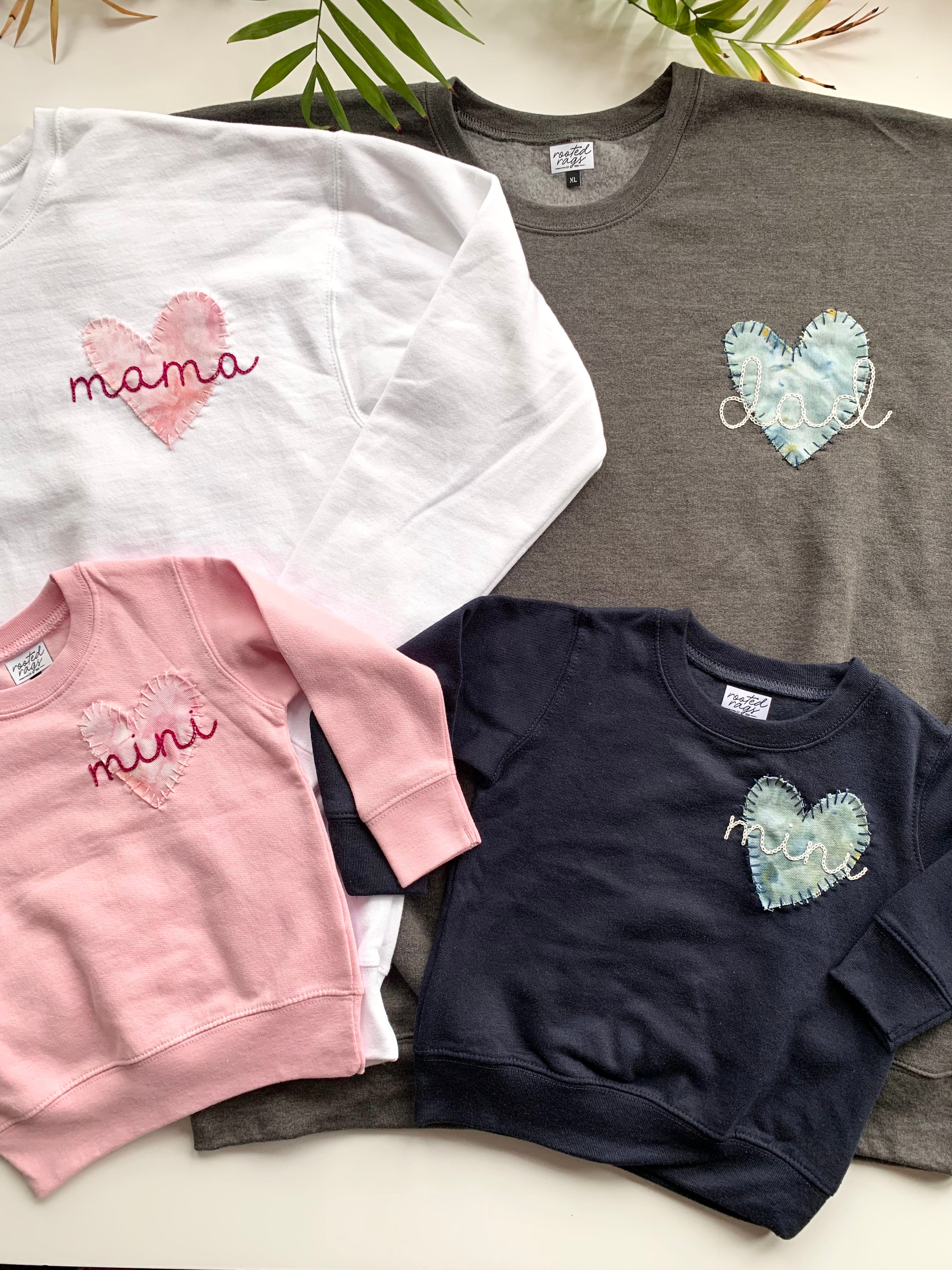 Ice Dyed Heart and Hand Embroidered Kids' Sweatshirt