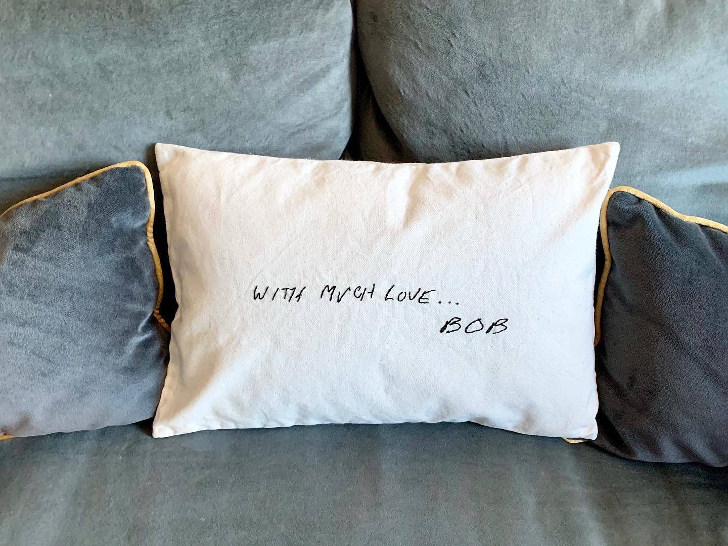 Hand Embroidered Handwriting Pillow