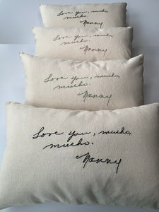 Hand Embroidered Handwriting Pillow