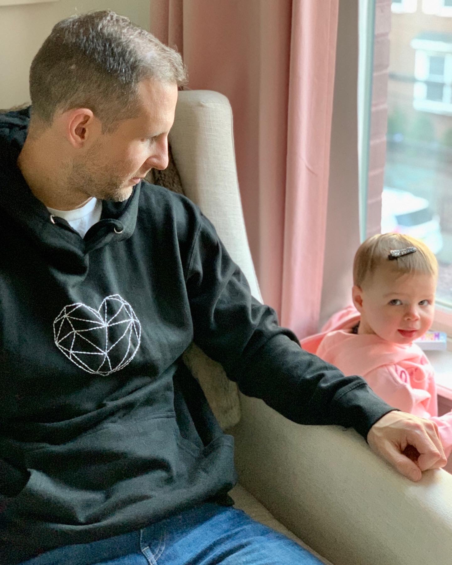 Hand Embroidered Geometric Heart Adult Unisex Sweatshirt